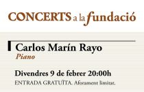 El piano vuelve a Concerts a la Fundació con una actuación del joven pianista Carlos Marín Rayo