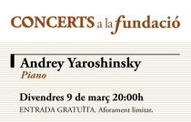 El pianista Andrey Yaroshinsky interpretará a Chopin y Scriabin en Concerts a la Fundació